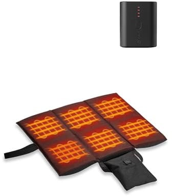 ORORO Heated Seat Cushion with Battery Pack, Foldable USB Heated Seat Cover Pads for Office Chair, Stadium and Camping - Charger Not Included (Black)