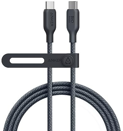 Anker Cable USB-C a USB-C (240 W, 180 cm) Cable de carga de nailon orgánico tipo C, carga rápida, compatible con iphone 15, MacBook Pro 2020, iPad Pro 2020, iPad Air 4, Samsung Galaxy S23+/S23 Ultra