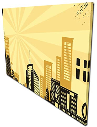 wandmotiv24 Garderobe Urban Life Grunge Querformat - 69x40 (BxH) - Leinwand Wandgarderobe, inklusive Garderoben-Haken, Kleiderhaken, Set M0074