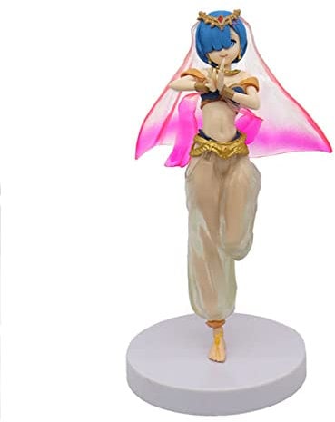 Jiumaocleu Rem and Ram Figur Statue – 20 cm niedliche Ramu & Remu Figur Modell Tänzerin Stil Anime Mädchen Skulptur handgefertigt Sammlerstück Desktop Dekoration
