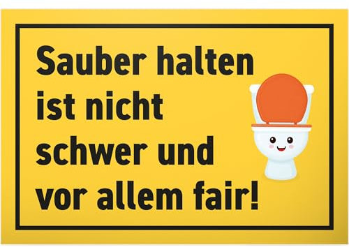 DankeDir! Sauber Halten Nicht Schwer & Fair - Klo Schild 30 x 20 cm - Toilette Lustig Zum Aufhängen - Gäste WC Gästetoilette Deko Witzig Herren Wand Türschild