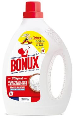 Bonux - Lessive Liquide l'Original Bouteille - Adaptée aux Peaux Sensibles - Bébé - Nettoie en Profondeur - Pour Linge Blanc et Couleur - 2.25L et 50 Lavages