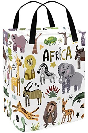 ZOO Afrika Wäschekorb mit Griff, personalisierbar, freistehend