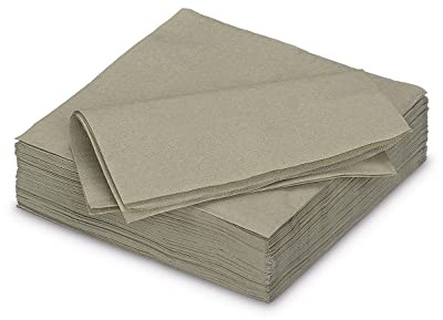 Servietten aus Papier 25x25cm 50 Stück - Farbauswahl in 25x25/33x33/40x40cm - Einweg Cocktailservietten 2-lagig - Einfarbige Papierservietten für Hochzeit, Geburtstag und Alltag - Taupe