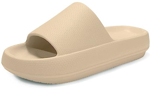 Donpapa Zapatillas Mujer Chanclas Hombre Sandalias Baño Piscina Playa Zapatos Verano Nube Pala plataforma Pantuflas Comodas YZ Caqui 44-45