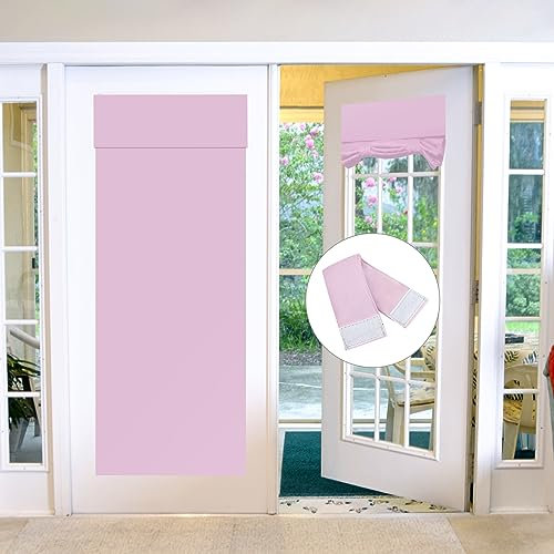 Blackout Door Curtains,French Door Blinds Stick On Curtains for Privacy and Light Control,Thermal Blackout Curtain Tie up Shade