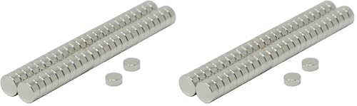 First4magnets F0502-N35-50 5mm Durchmesser x 2mm dicker N35 Neodym-Magnet-0,51kg Anziehungskraft (50 St-Packung), Silber, dia thick, Stück (Packung mit 2)