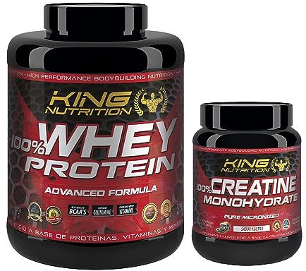 Whey Protein King Nutrition Proteina Concetrada (Fresa, 2000gr + Creatina 500gr)