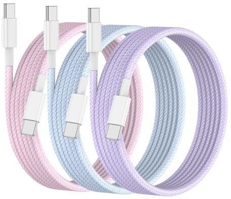 Essri for iPhone 15 Charger 1M 3Pack,USB C to Type C Cable 3 Foot, Fast Charging Cord 3 Feet Compatible with iPhone 15/15 Plus/15 Pro/15 Pro Max/iPad Pro 12.9/11 inch/iPad Air