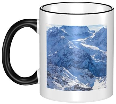 Tazza da caffè personalizzata con montagna innevata – Tazza colorata perfetta per casa, ufficio e sala da pranzo