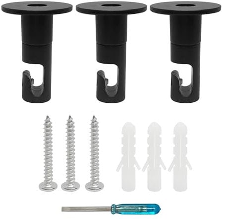 smartect Soporte de Techo y Pared para colgar Cables [3 Piezas, Negro] Fijación en Techo con tornillos y tacos, Decentrador de Techo para que arme su propio proyecto de bricolaje