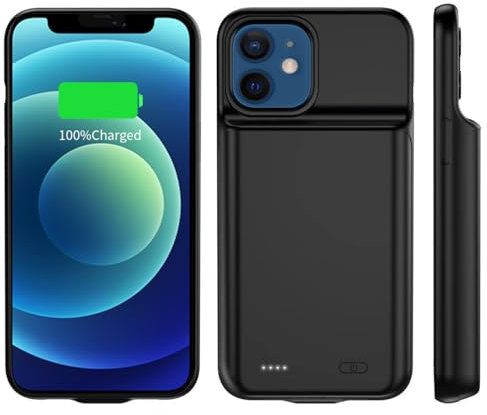 YISHDA Battery Case for iPhone 12 Mini, 6800mAh Slim Portable Rechargeable Protective Battery Pack Cover Power Bank Charging Case Compatible with iPhone 12 Mini/13 Mini (5.4 inch) (Black)