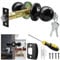 TPard 5 Backset Latch Keyed Entry Door Knob with Lock and Key, Standard Square Interface Entrance Ball Doors Knobset Lockset, Matte Black