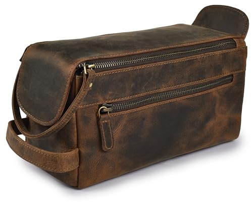 LEATHER VILLAGE Dopp Kit-2, marron rustique, 10X5, Trousse de toilette de voyage