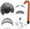 MIVAIUN 8 Stück Opa Kostüm Set Großvater Perücke Alter Mann Perücke Grau Bart Augenbrauen Perücke Mütze Brille Aufblasbarer Spazierstock Rentner Kostüm Herren Perücke Kostüm für Cosplay Party (Set-B)