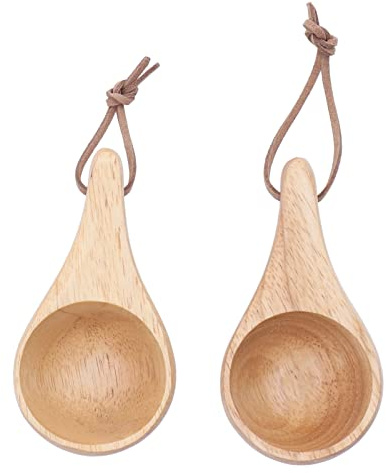 Tomotato 2 Pièces Tasse en Bois Kuksa, 25ml Mini Tasse de Camping en Bois Portable avec Lanière pour Randonnée en Plein Air Piquenique Boire