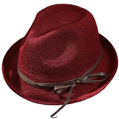 VIGSNTEP Stroh Sommerhut Kurzer Brim Fedora Stroh Sun Hut Erwachsener English Fedora Anti-Uv-Reisebrandhut Panama Strohhut Hut-Alkohol-M