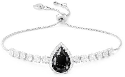 Linawe Armband Damen Schwarz Silber Tennisarmband Armbänder, Damenarmband Armkette Damen Charm Bracelet, Edelstein Diamant Kristall Tennis Armband Set, Modeschmuck Jewelry