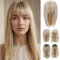 PARXITN Hair Topper für Frauen Synthetische Haarteile 45cm Hair Toupet mit Pony Gerade Wiglets Haarteile für Dünnes Haar Aschblond mischen Bleichblond