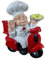 Kühlschrankmagnet Koch mit Pizza auf Motorroller 6 x 4,5 x 1,5 cm Magnet Küche Küchen Chef Deko MU J100
