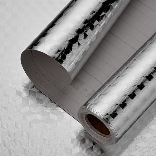 WAZUBC Kitchen Backsplash Oilproof Stickers, Aluminum Foil Self Adhesive Wall Paper 60 * 300cm Waterproof Kitchen Stove Wall Sticker Roll for Countertops and Splashbacks (Style C)