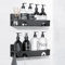 CHARYJOD Shower Caddy 2 Packs, Adhesive Shower Shelf Bathroom Shelf No Drill, Bathroom Shower Storage Rack with Hooks, Bathroom Kitchen Organiser Shower Accessories Black