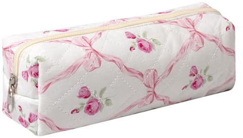 Pencil Case Office College School Storage Bag Pouch Holder Box Organizer Makeup Pouch Cosmetic Bag Aesthetic Cute Pen Case for Girls Boys Kids (Pink butterfly)