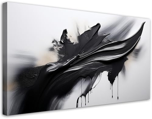 Feeby Bild auf Leinwand - Wandbilder Wohnzimmer Aesthetic - Schwarz-weiße Abstraktion - 80x40 1tlg - Schlafzimmer Wandekoration - Bilder Zimmer - Living Room - Deko Wandbilder - Moderne Bild