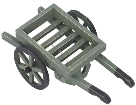 Focket Miniature Jardin Chariot, 1:12 Modèle de Charrette de Poupée en Bois de Bouleau avec Minuscule Brouette pour Décoration de Maison Collecte de Scène en Plein Air