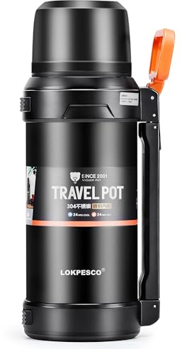 LOKPESCO Insulated Flask for Hot Drink 2L- Large Coffee Thermo Flask, 24 Hrs Hot|Cold, Stainless Steel Hot Water Bottle, Triple-Wall Insulated Oversized Vacuum Bottle, Leak-Proof, BPA-Free
