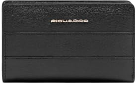 Piquadro – Damengeldbörse mit Münzfach aus hochwertigem Leder, kompakt und elegant – Farbe: Schwarz