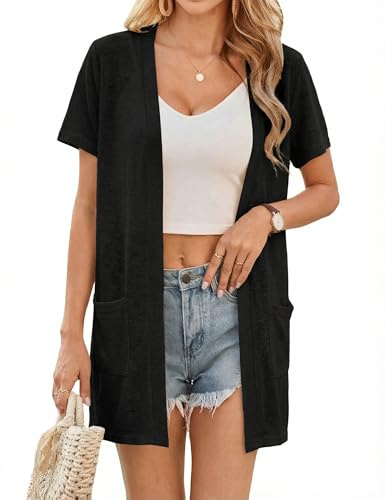 Totatuit Gilet Long Avec Poches Gilet Et Cardigan Parfait Pour L’éTé Ou