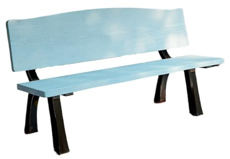 Outdoor-Parkbank, 150 cm Aluminium-Rückenlehne, wetterbeständiger Gartenstuhl aus Holz, langlebig, blau, Outdoor-Sitzgelegenheit für Garten, Terrasse und Park
