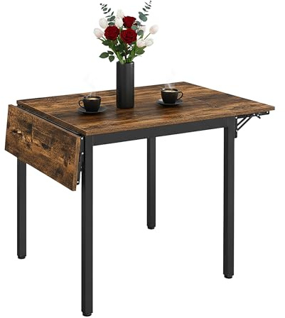 Relaxdays Esstisch klappbar, 2-4 Personen, HBT 76x120x78 cm, platzsparender Klapptisch, Küche, MDF, Eisen, braun/schwarz