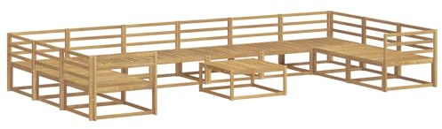 vidaXL Outdoor-Sofagarnitur 11 pcs Weiß Massivholz Akazie, Akazienholz Garten-Sofa-Set, Moderne Outdoor-Sitzgruppe, Bequeme Bänke für Terrasse, Garten, Poolmöbel