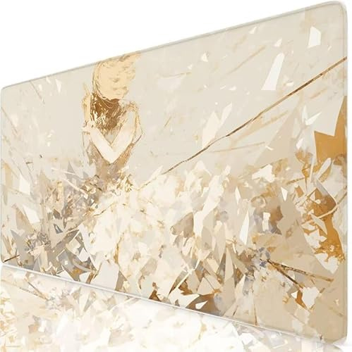 XXL Tappetino Mouse 520x250 mm Gaming Bianco Sottomano Scrivania Ufficio, Donna Mousepad Antiscivolo con Base Stabile, Tappeto per Mouse e Tastiera, Accessori Scrivania Gaming, Lavoro Creativo H0-462