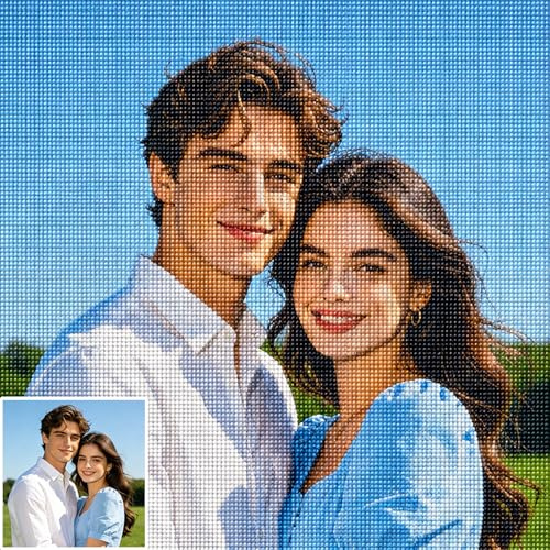 KKSTAMP Diamond Painting Personalizado, Diamond Painting Adultos Desde Foto, Cuadro Diamantes Personalizable, Pintura De Diamante DIY Completa, Kit Arte Diamantes Imagen Propia Decoración Hogar