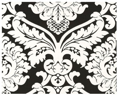 livingwalls 529275 Vliestapete Flock Trend Neo Barock Weiss schwarz (Damask White on Black w/c)