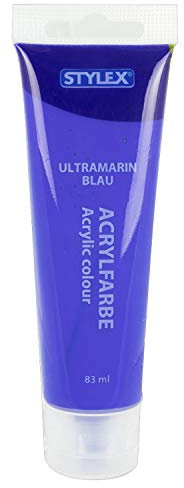 Stylex 28644 - Acrylfarbe auf Wasserbasis, 83 ml Tube in ultramarinblau, matt, hohe Deck- und Farbkraft, lichtbeständig, schnelltrocknend und wasserfest