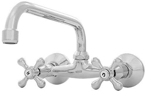 Kitchen/Bathroom Wall-Mount Traditional Water Mixer Tap Cross Head C-Type