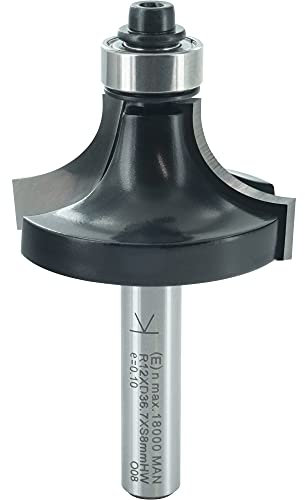 ENT 14298 Abrundfräser HW, Schaft (S) 8 mm, Durchmesser (D) 36,7 mm, NL 19 mm, R 12 mm, SL 32 mm, mit Kugellager