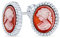 Klassische Antike Vintage Stil Terrakotta Rot Weiß Geschnitzte Ovale Gerahmte Viktorianische Damenporträt Kamee Ohrstecker Für Frauen .925 Sterling Silber