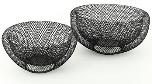 levandeo 2tlg.Schalenset 2er Set Metall 3D Effekt schwarz 24cm & 28cm rund Schüssel Dekoschüssel Schale Dekoschale