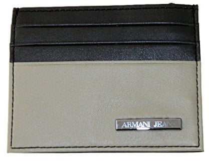 Armani Jeans Kreditkartenetui im Geschenkbox Leder 06V3B schwarz-grau