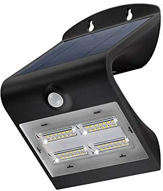 Goobay 45807 LED Solarleuchte Außenstrahler mit Bewegungsmelder Aussen / 3,2W Solar Lampe Outdoor / IP65 Gartenstrahler / Außenlampe mit Bewegungsmelder PIR Sensor / Schwarz