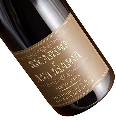 Calledelregalo Regalo para Parejas Personalizable: Botella de Vino Personalizada con Nombres, Fecha y dedicatoria