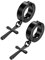 JewelryWe Schmuck Unisex Creolen Ohrringe Edelstahl Kreuz Ohrhänger ohne Loch Fake Ohrstecker Ohrclips Klappcreolen Huggie, Schwarz