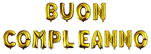 Vetrineinrete® Palloncini Buon Compleanno Scritta Gigante Decorazioni per Festa Party Festone Striscione Gonfiabile con Cannuccia Vari Colori (Oro) M39