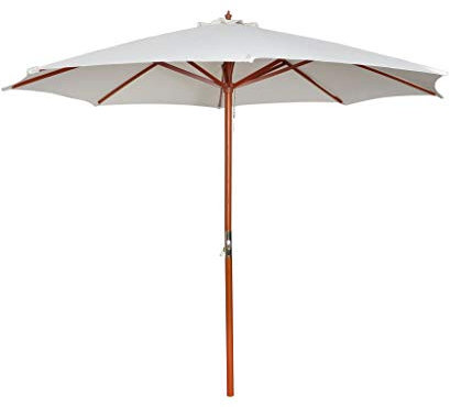 Tidyard Parasol sur Pied Toile/Parasol Plage Blanc 258 cm