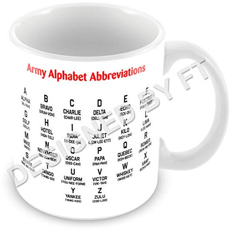 Army Phonetic Alphabet Ceramic White 11oz Mug by FT